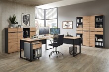 Aktenschrank >Memphis< in Artisan Eiche Dekor / Graphit - 45x122x38 (BxHxT)