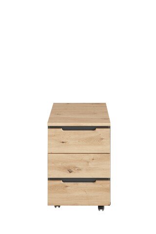 Rollcontainer >Memphis< in Artisan Eiche Dekor / Graphit - 45x66x55 (BxHxT)