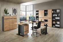 Rollcontainer >Memphis< in Artisan Eiche Dekor / Graphit - 45x66x55 (BxHxT)