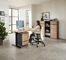 Rollcontainer >Memphis< in Artisan Eiche Dekor / Graphit - 45x66x55 (BxHxT)