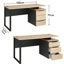 Schreibtisch >Memphis< in Artisan Eiche Dekor / Graphit - 150x77x73 (BxHxT)