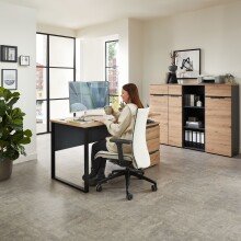 Schreibtisch >Memphis< in Artisan Eiche Dekor / Graphit - 150x77x73 (BxHxT)