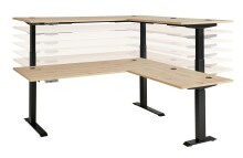 Eckschreibtisch >Memphis< höhenverstellbar, Artisan Eiche Dekor - 185x64/129x177 (BxHxT)