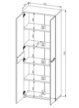 Aktenschrank >Memphis< in Weiß / Artisan Eiche Dekor - 75x197x38 (BxHxT)