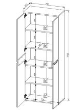 Aktenschrank >Memphis< in Weiß / Artisan Eiche Dekor - 75x197x38 (BxHxT)