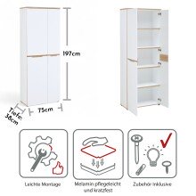 Aktenschrank >Memphis< in Weiß / Artisan Eiche Dekor - 75x197x38 (BxHxT)