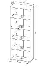 Aktenregal >Memphis< in Weiß / Artisan Eiche Dekor - 75x197x38 (BxHxT)