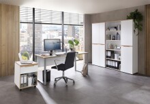 Aktenschrank >Memphis< in Weiß / Artisan Eiche Dekor - 45x197x38 (BxHxT)