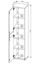 Aktenschrank >Memphis< in Weiß / Artisan Eiche Dekor - 45x197x38 (BxHxT)