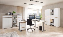 Aktenschrank >Memphis< in Weiß / Artisan Eiche Dekor - 45x197x38 (BxHxT)