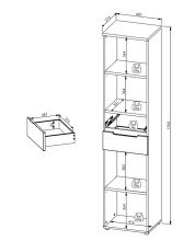 Aktenregal >Memphis< in Weiß / Artisan Eiche Dekor - 45x197x38 (BxHxT)