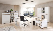 Aktenregal >Memphis< in Weiß / Artisan Eiche Dekor - 45x197x38 (BxHxT)