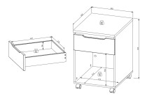 Rollcontainer >Memphis< in Weiß / Artisan Eiche Dekor - 45x66x55 (BxHxT)