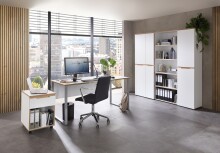 Rollcontainer >Memphis< in Weiß / Artisan Eiche Dekor - 45x66x55 (BxHxT)