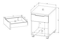 Rollcontainer >Memphis< in Weiß / Artisan Eiche Dekor - 45x66x55 (BxHxT)