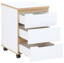 Rollcontainer >Memphis< in Weiß / Artisan Eiche Dekor - 45x66x55 (BxHxT)