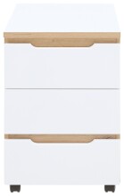 Rollcontainer >Memphis< in Weiß / Artisan Eiche Dekor - 45x66x55 (BxHxT)