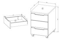 Rollcontainer >Memphis< in Weiß / Artisan Eiche Dekor - 45x66x55 (BxHxT)