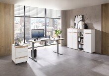 Rollcontainer >Memphis< in Weiß / Artisan Eiche Dekor - 45x66x55 (BxHxT)