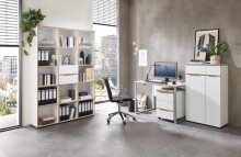 Schreibtisch >Memphis< in Weiß / Artisan / silber - 120x77x73 (BxHxT)