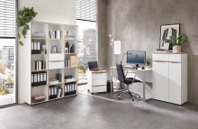 Schreibtisch >Memphis< in Weiß / Artisan / silber - 120x77x73 (BxHxT)