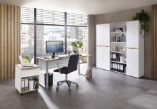 Schreibtisch >Memphis< in Weiß / Artisan / silber - 170x77x73 (BxHxT)