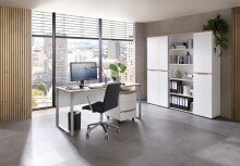 Schreibtisch >Memphis< in Weiß / Artisan / silber - 170x77x73 (BxHxT)