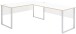 Eckschreibtisch >Memphis< in Weiß / Artisan / silber - 223x77x170 (BxHxT)
