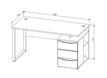 Schreibtisch >Memphis< in Weiß / Artisan / silber - 150x77x73 (BxHxT)