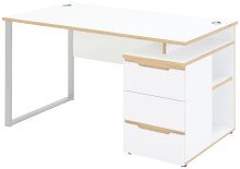 Schreibtisch >Memphis< in Weiß / Artisan / silber - 150x77x73 (BxHxT)