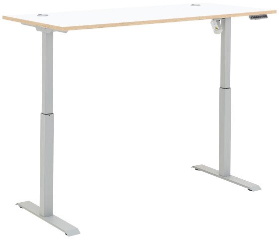 Schreibtisch >Memphis< höhenverstellbar, Weiß / Artisan / silber - 160x72/120x77 (BxHxT)
