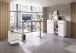 Schreibtisch >Memphis< höhenverstellbar, Weiß / Artisan / silber - 160x72/120x77 (BxHxT)