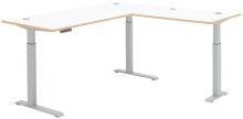 Eckschreibtisch >Memphis< höhenverstellbar, weiß / Artisan / silber  - 185x64/129x177 (BxHxT)