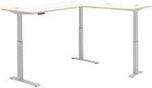 Eckschreibtisch >Memphis< höhenverstellbar, weiß / Artisan / silber  - 185x64/129x177 (BxHxT)