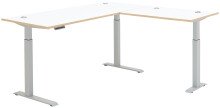 Eckschreibtisch >Memphis< höhenverstellbar, weiß / Artisan / silber  - 185x64/129x177 (BxHxT)