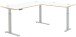 Eckschreibtisch >Memphis< höhenverstellbar, weiß / Artisan / silber  - 185x64/129x177 (BxHxT)