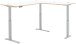 Eckschreibtisch >Memphis< höhenverstellbar, weiß / Artisan / silber  - 185x64/129x177 (BxHxT)