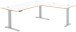 Eckschreibtisch >Memphis< höhenverstellbar, weiß / Artisan / silber  - 185x64/129x177 (BxHxT)