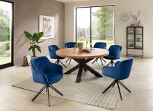 Armlehnstuhl >Emma< (1stk) drehbar, in blau / schwarz - 59x82x62 (BxHxT)