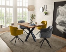 Armlehnstuhl >Emma< (1stk) drehbar, in grau / schwarz - 59x82x62 (BxHxT)