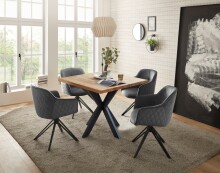 Armlehnstuhl >Emma< (1stk) drehbar, in grau / schwarz - 59x82x62 (BxHxT)