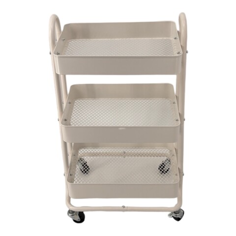 Servierwagen >RAJA< in Weiß, Lackiert, Metall  - 46x78x34cm (BxHxT)