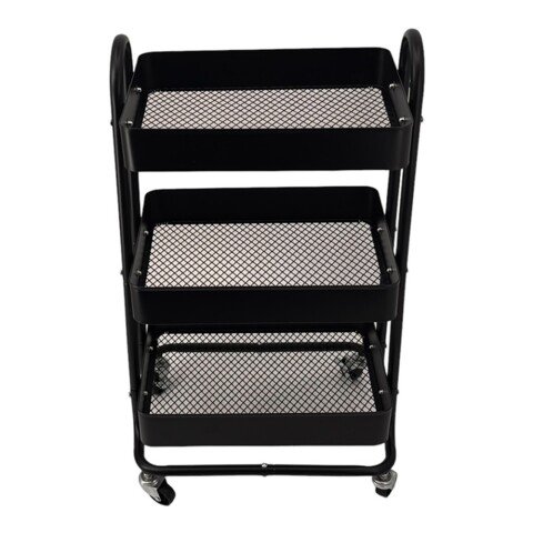 Servierwagen >RAJA< in schwarz, Lackiert, Metall  - 46x78x34cm (BxHxT)
