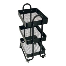 Servierwagen >RAJA< in schwarz, Lackiert, Metall  - 46x78x34cm (BxHxT)