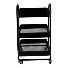 Servierwagen >RAJA< in schwarz, Lackiert, Metall  - 46x78x34cm (BxHxT)