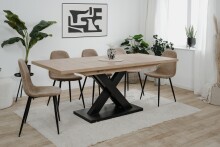 Kulissen-Esstisch >Avant< ausziehbar, Dekor Artisan Oak / schwarz - 160/200x76x90cm (BxHxT)