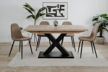 Kulissen-Esstisch >Avant< ausziehbar, Dekor Artisan Oak / schwarz - 160/200x76x90cm (BxHxT)