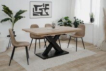 Kulissen-Esstisch >Avant< ausziehbar, Dekor Artisan Oak / schwarz - 160/200x76x90cm (BxHxT)