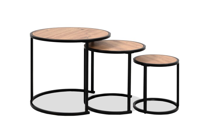 Satztisch >Trelleborg< (3er-Set) Artisan Oak / schwarz

- 53x46 / 40x39 / 29x31cm