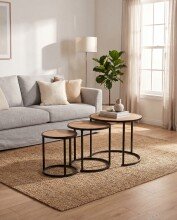 Satztisch >Trelleborg< (3er-Set) Artisan Oak / schwarz

- 53x46 / 40x39 / 29x31cm